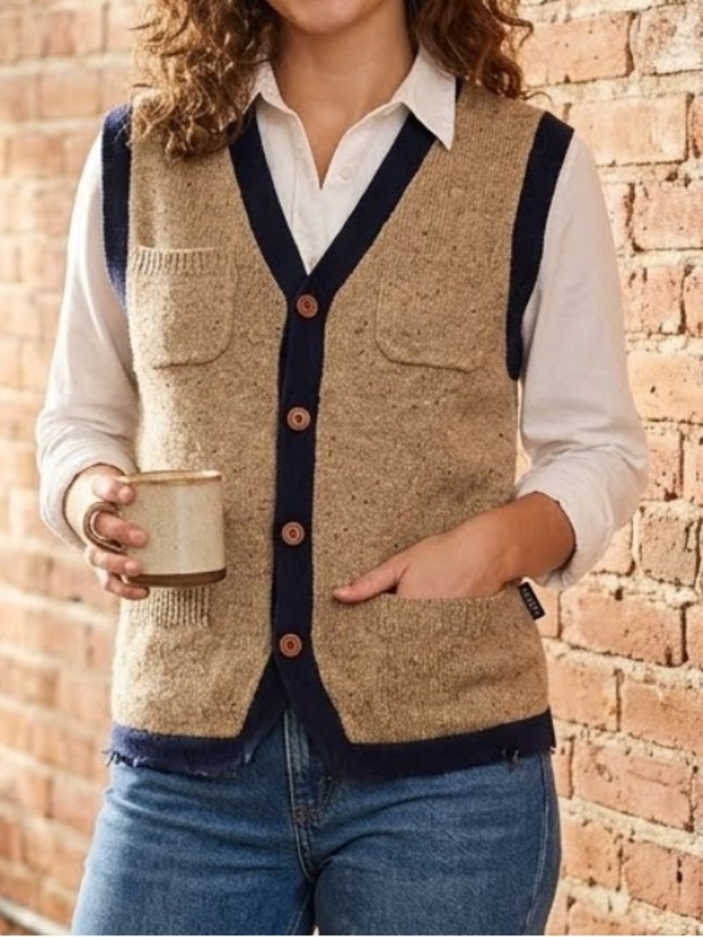 THE CLASS Vintage Inspired Wool Blend Grandpa Sweater Vest Medium